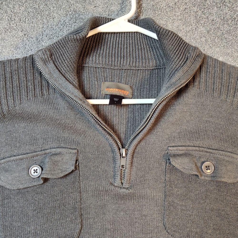 Northwest Territory Men's Gray Zip-Up Sweater with Pockets Large